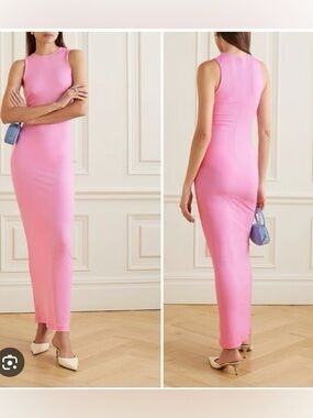SKIMS Lounge Maxi Dress Size S Cotton Candy Pink Sleeveless Crewneck Barbie